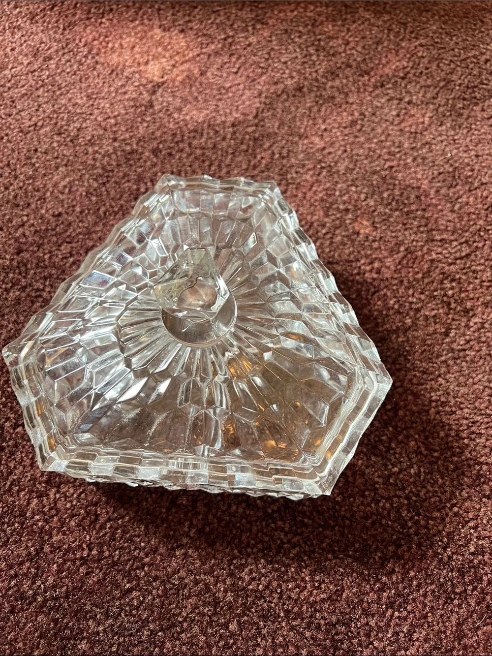 Vintage Fostoria Clear Glass Three-Section Vanity Trinket Box with Lid